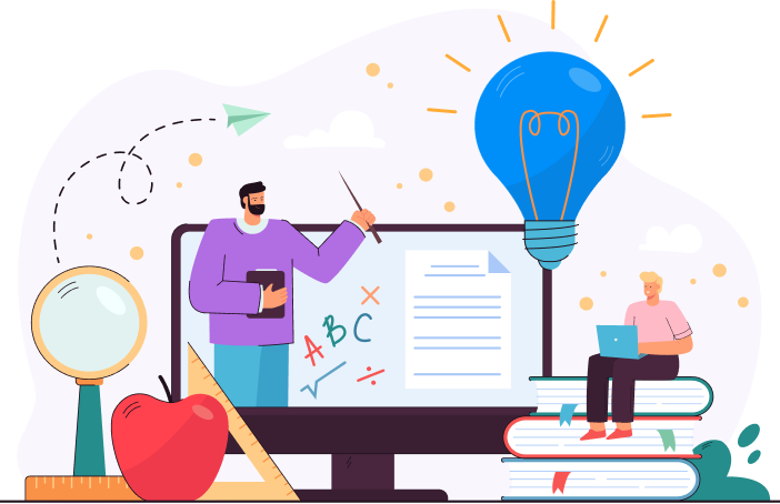 Students learning with a tutor